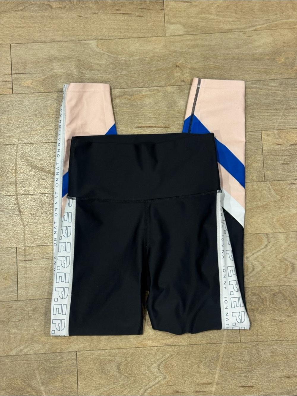 P.E. Nation Bang Bang High Rise Leggings Black With Color Block Size Small